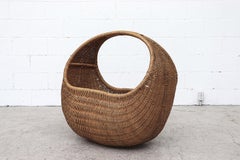 Dirk Van Sliedregt Style Hand-Woven Rattan and Bamboo Baby or Pet Bassinet