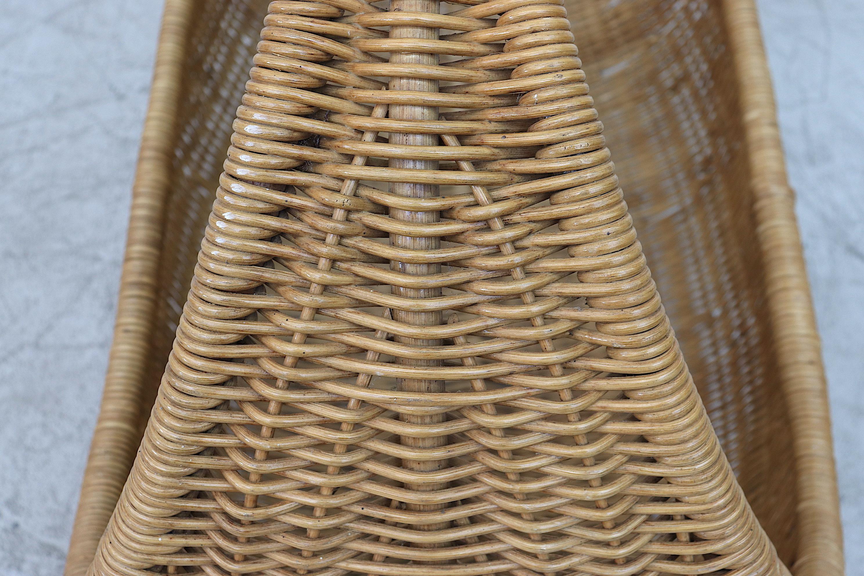 Mid-Century Modern Dirk Van Sliedregt Style Hand-Woven Rattan and Bamboo Baby or Pet Bassinet For Sale