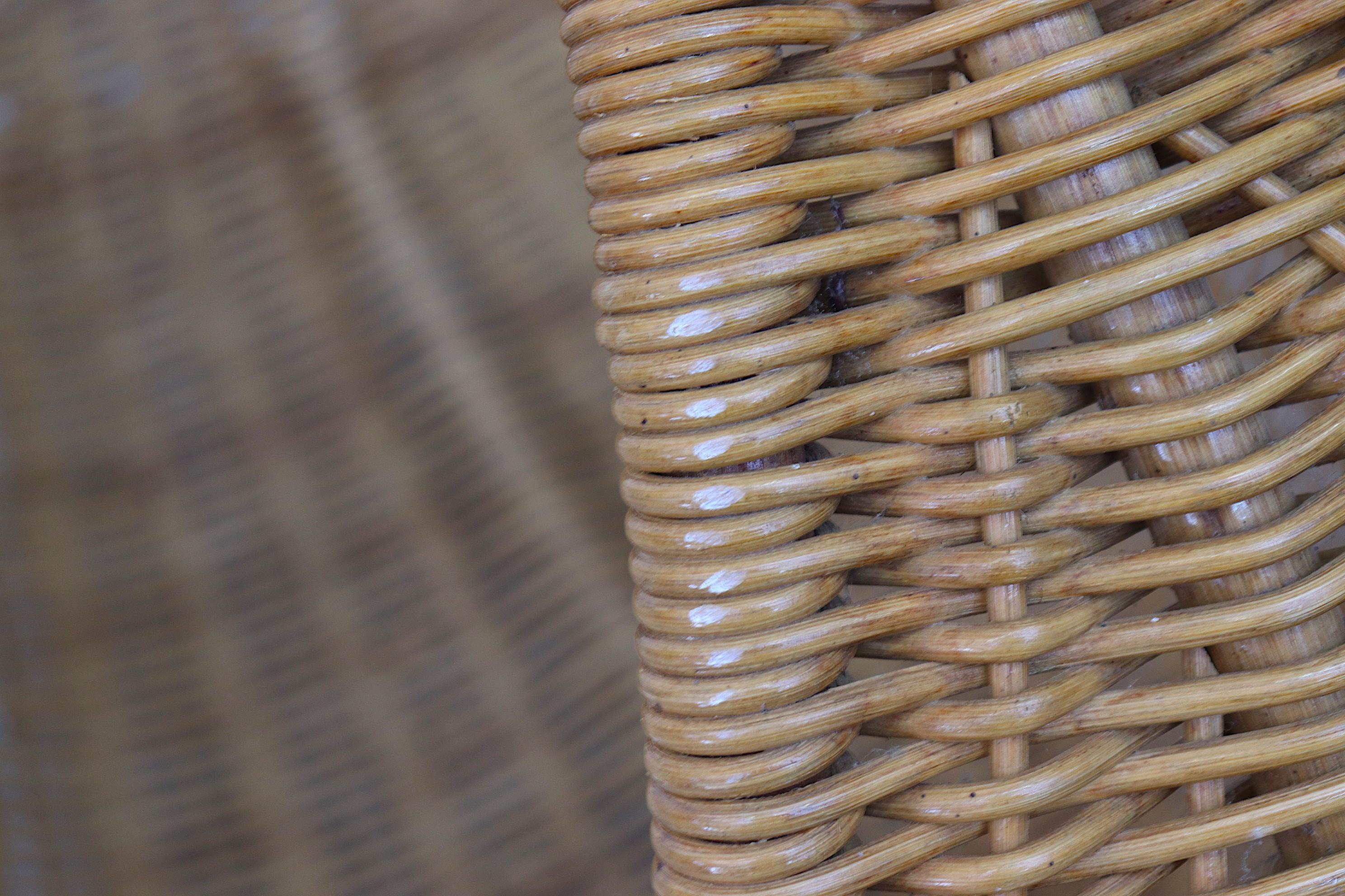 Dutch Dirk Van Sliedregt Style Hand-Woven Rattan and Bamboo Baby or Pet Bassinet For Sale