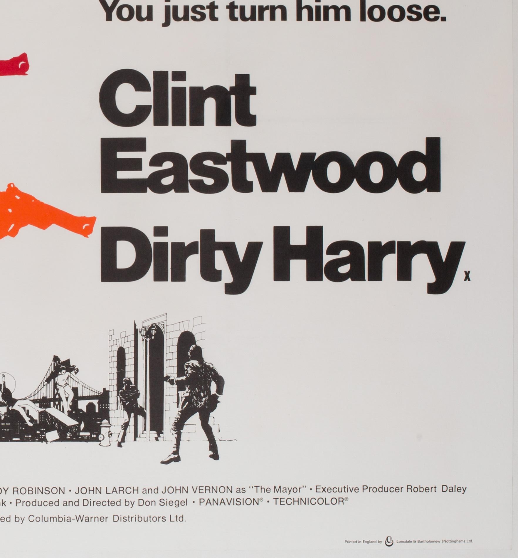 Dirty Harry Original UK Film Poster, 1971, Client Eastwood In Excellent Condition In Bath, Somerset