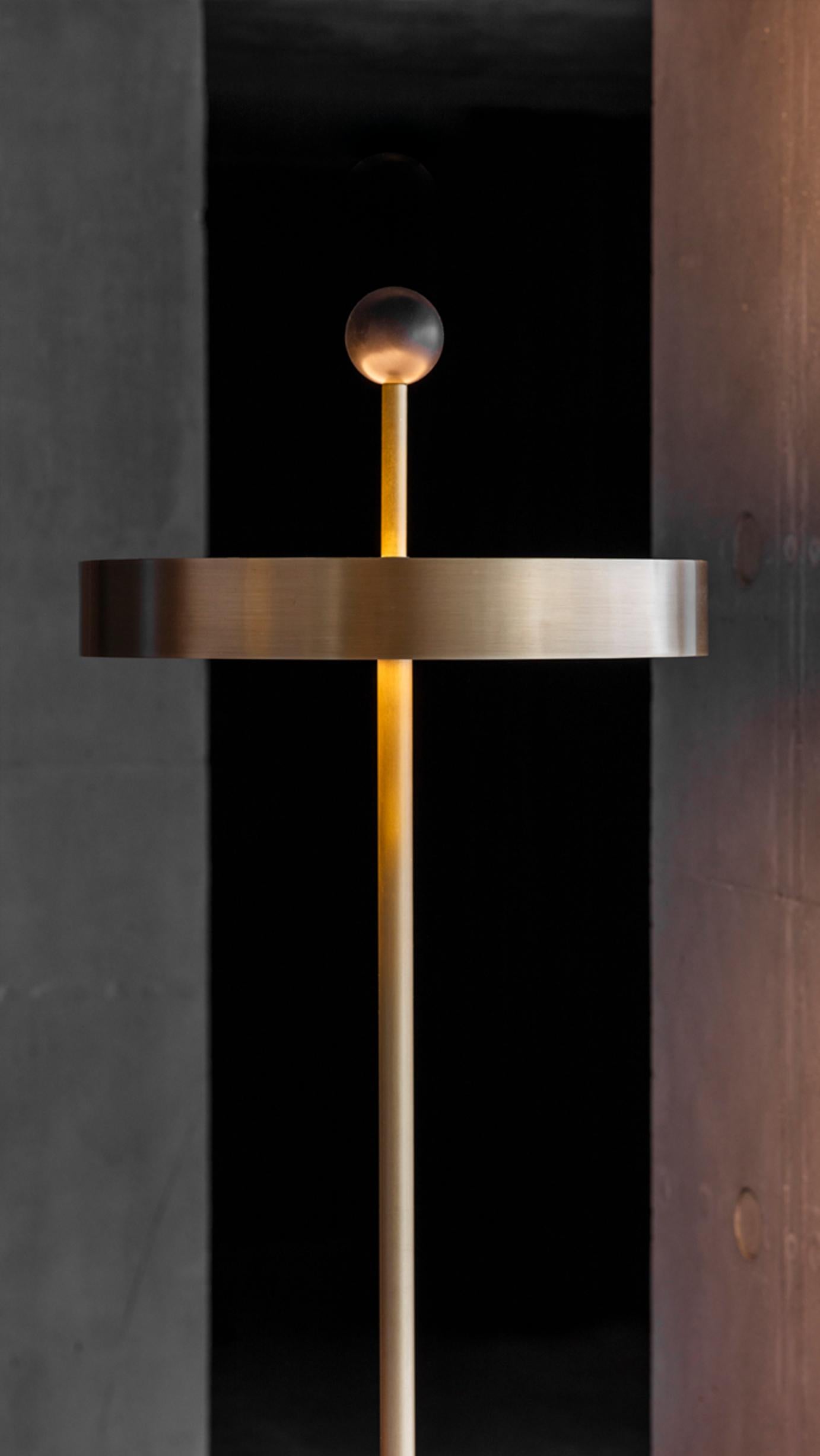 Brass Disc and Ball Floor Lamp by Square in Circle For Sale