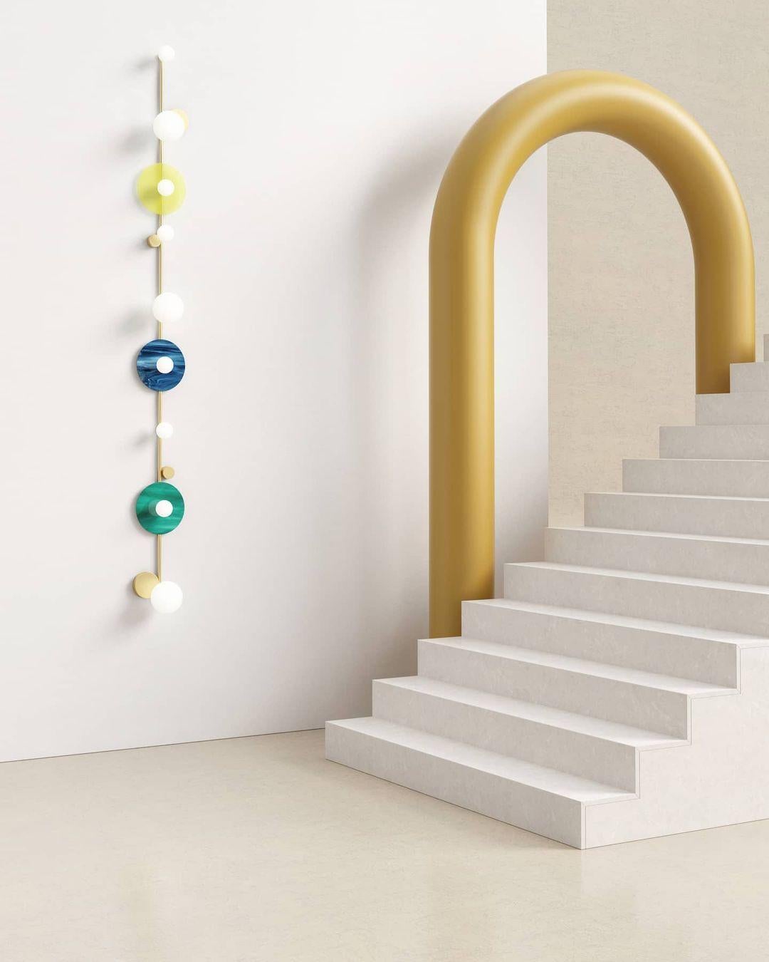 Laiton Disc And Sphere Glass Wall Light 11 by Atelier Areti en vente