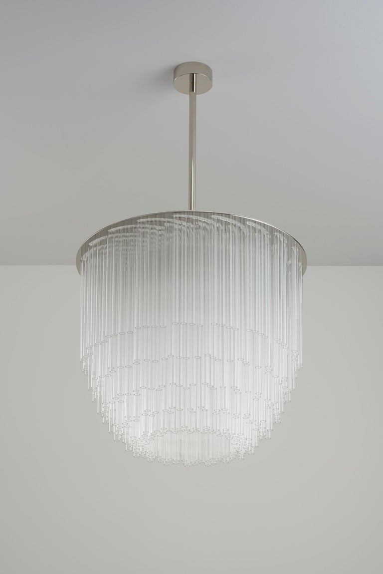Modern Disc Chandelier UL Listed with Clear Borosilicate Glass and Metal Fitting For Sale