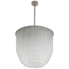 Disc Chandelier by Tom Kirk with Clear Borosilicate Glass and Metal Fitting