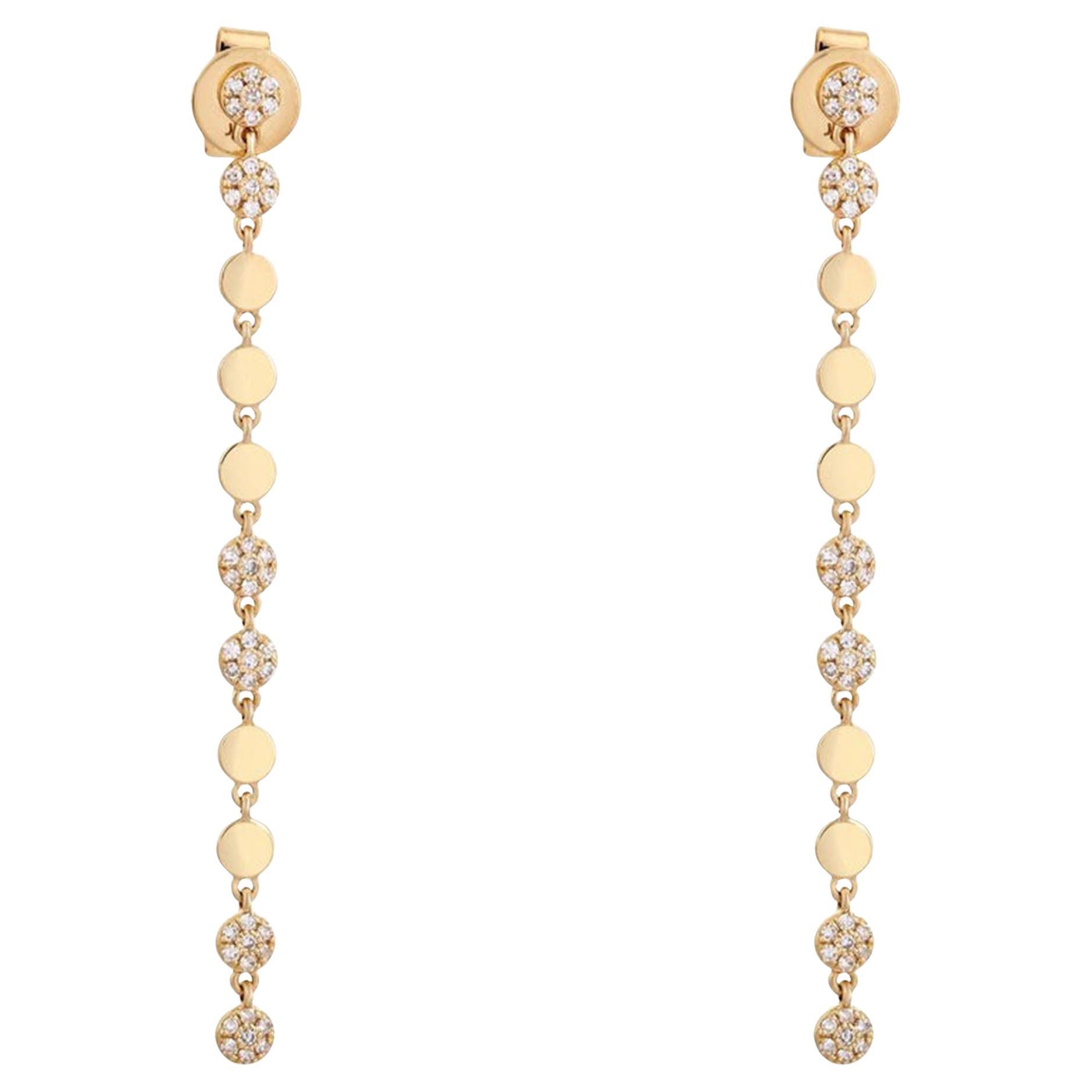 Orecchini Disc Danglers in oro 14 carati (o 18 carati su richiesta) con diamanti
