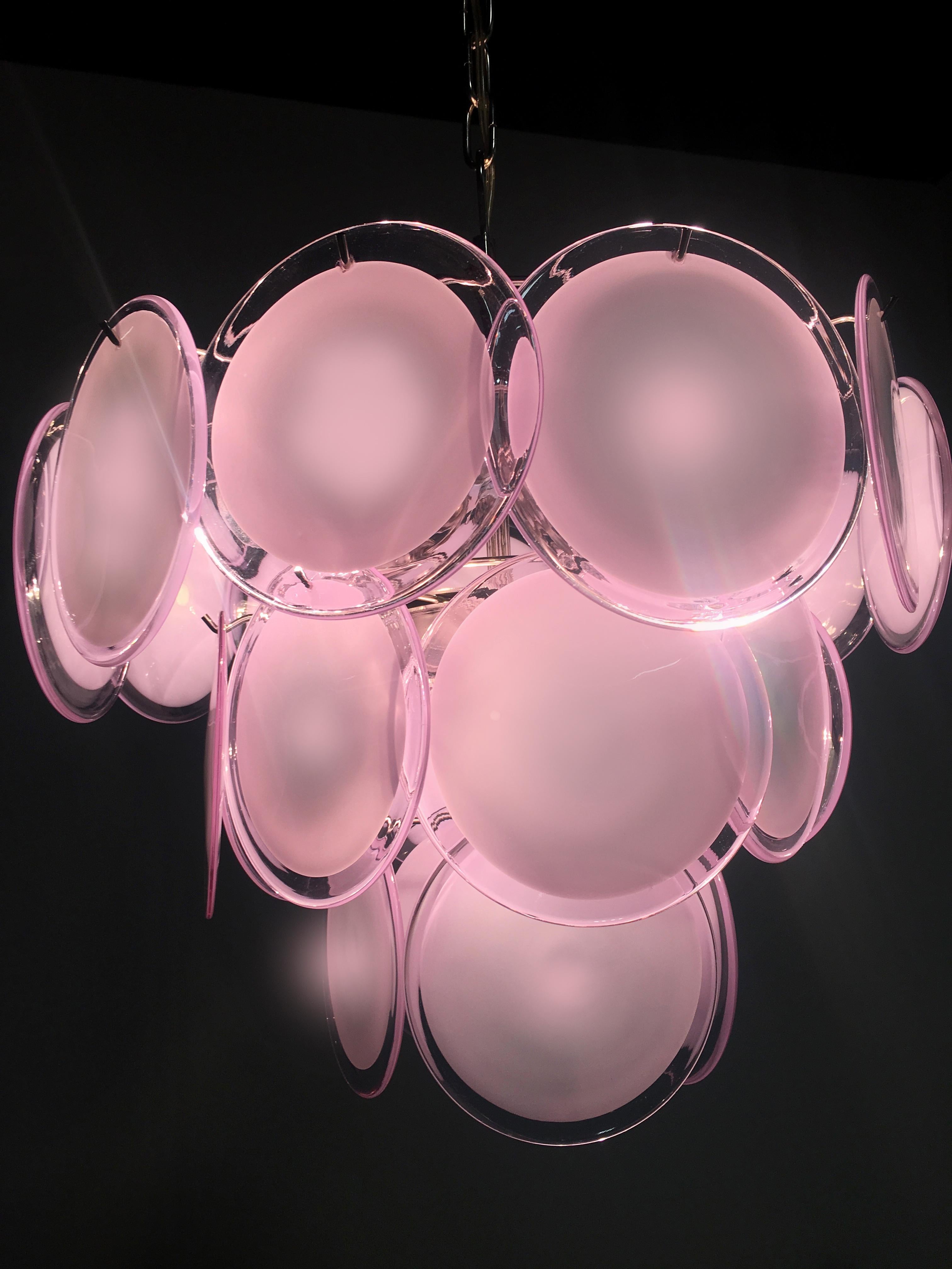 20th Century Disc Murano Glass Chandeliers by Vistosi Style For Sale