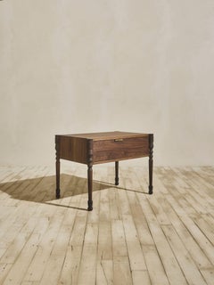 Made to Order Disc Side Table Rustic White Oak with turned legs