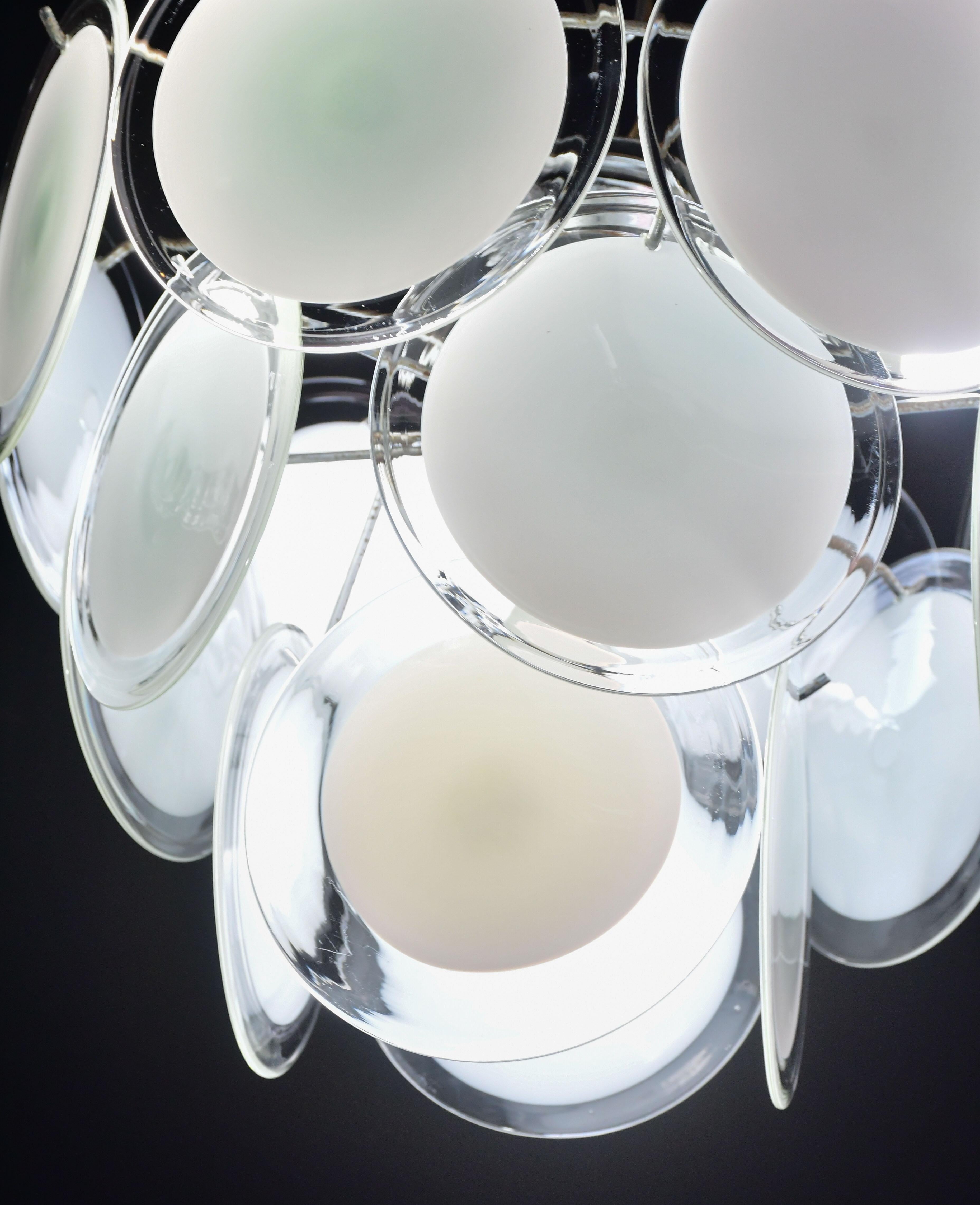 Kronleuchter aus weißem Muranoglas von Vistosi im Angebot 6