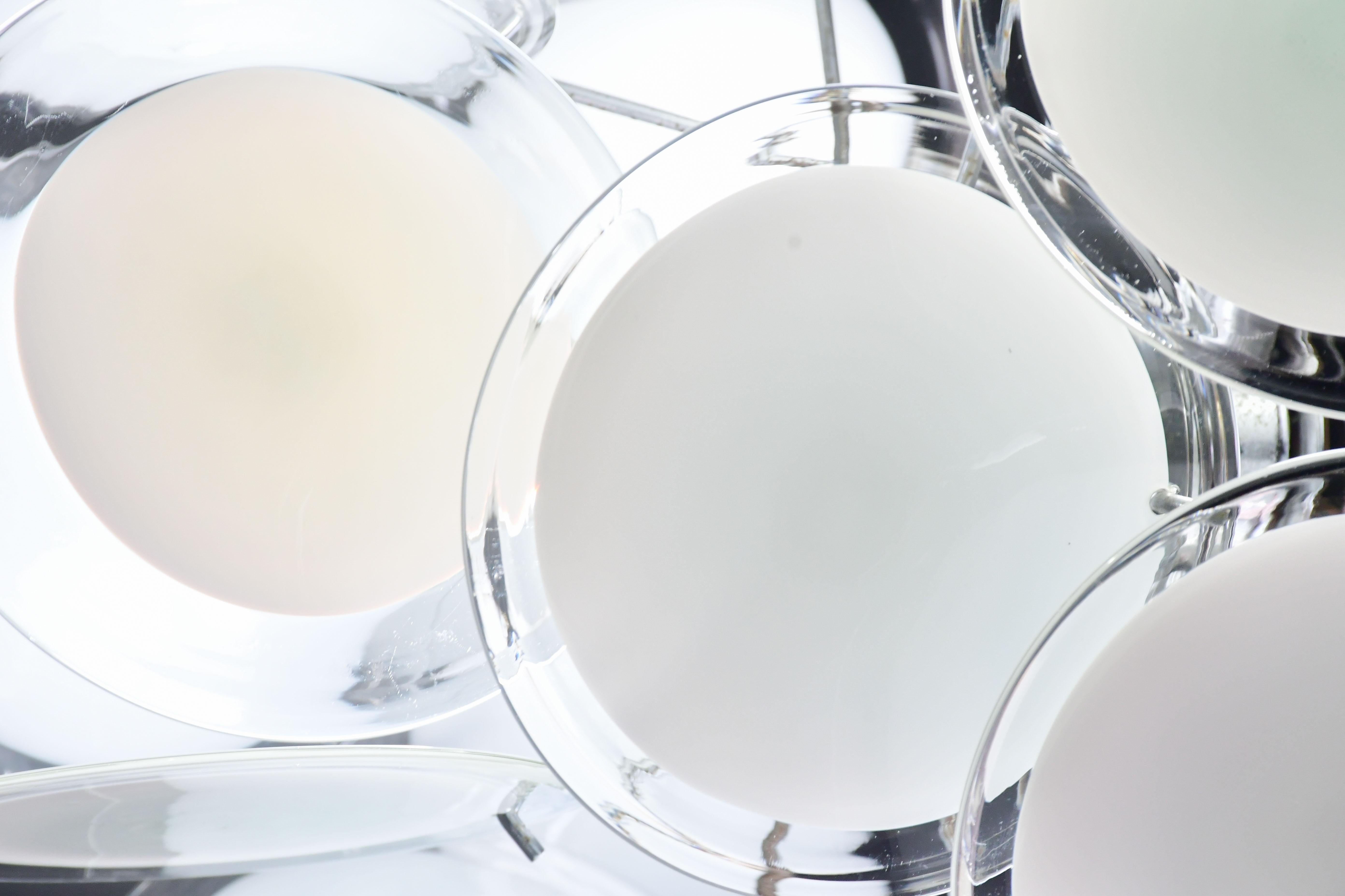Kronleuchter aus weißem Muranoglas von Vistosi im Angebot 9
