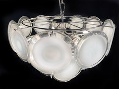 Disc White Murano Glass Chandelier by Vistosi