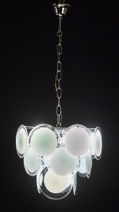 Disc White Murano Glass Chandelier by Vistosi