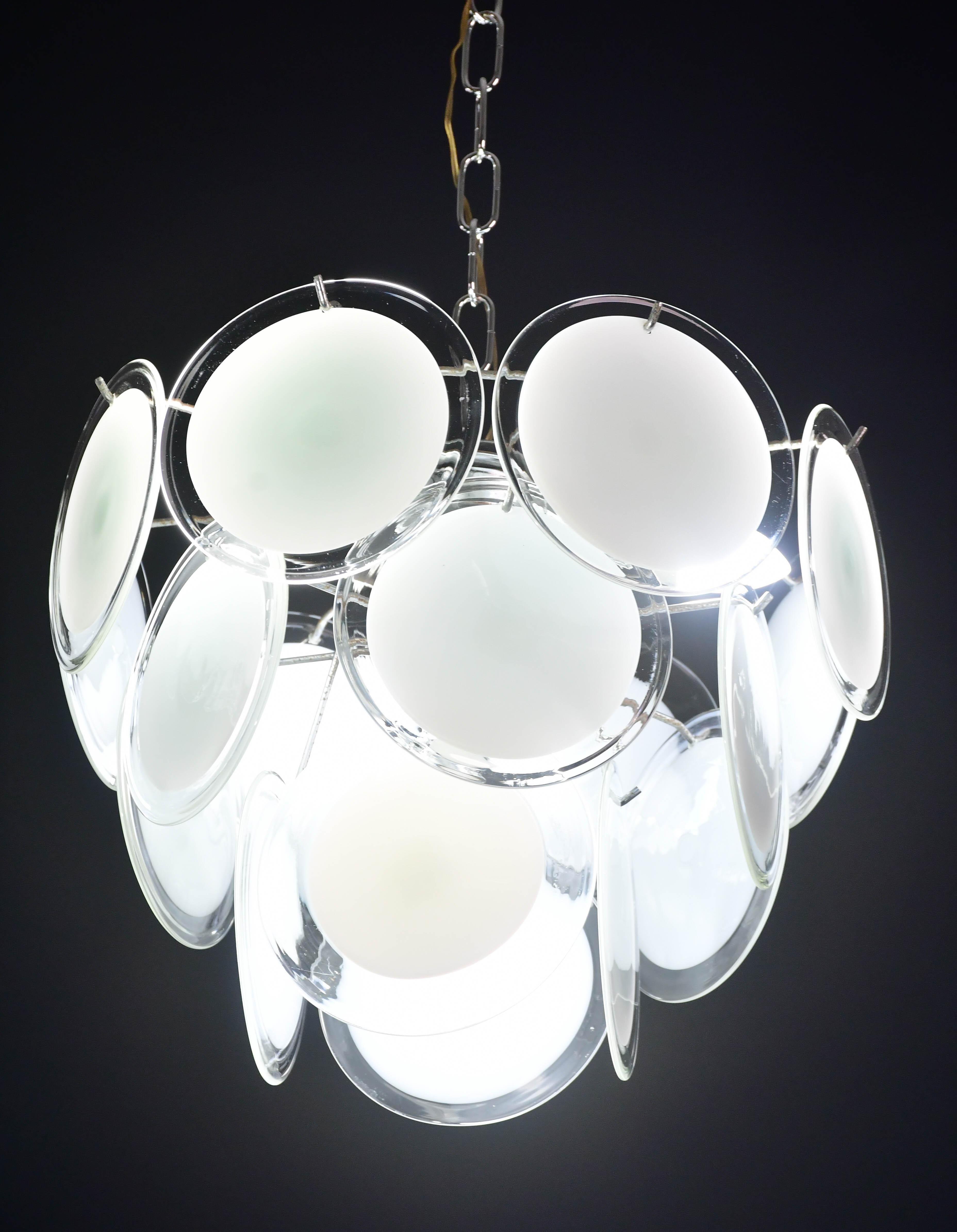 Kronleuchter aus weißem Muranoglas von Vistosi im Angebot 3