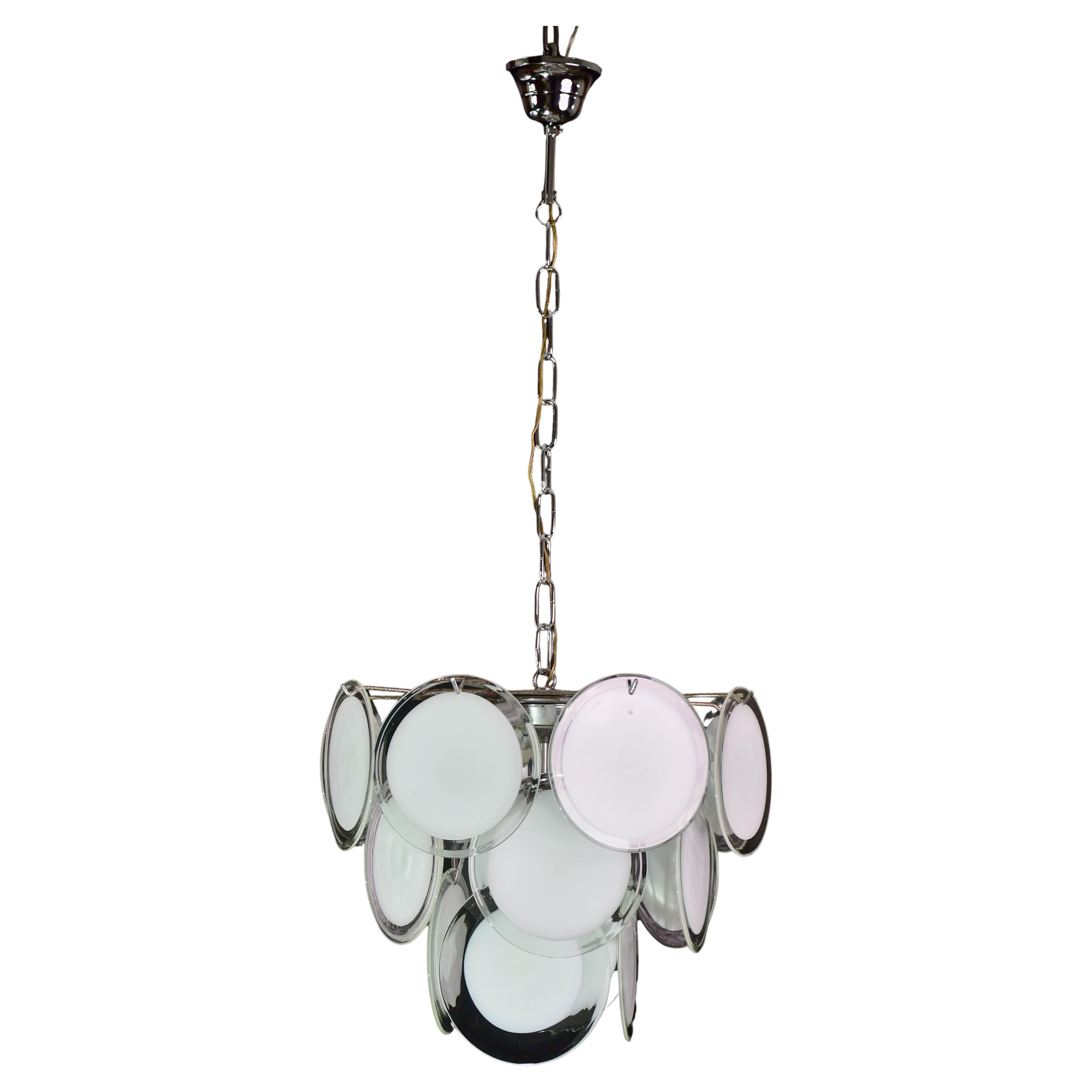 Lampadario Disc White in vetro di Murano di Vistosi
