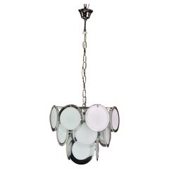 Lampadario Disc White in vetro di Murano di Vistosi