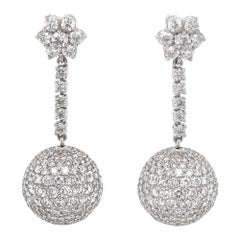 Disco Ball Round Diamonds 18.34 Carat Dangling Platinum Earrings