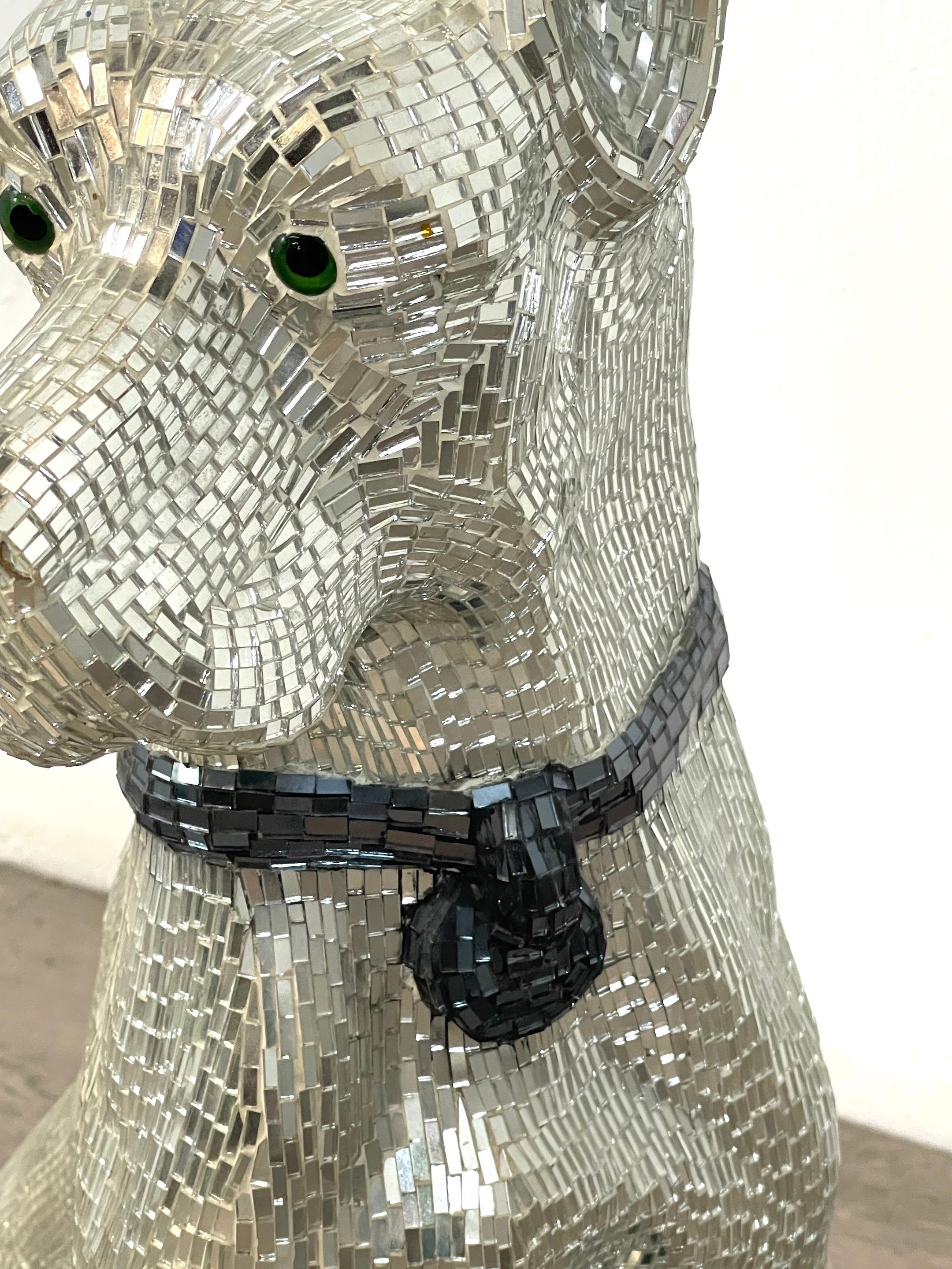 mirror dog statue