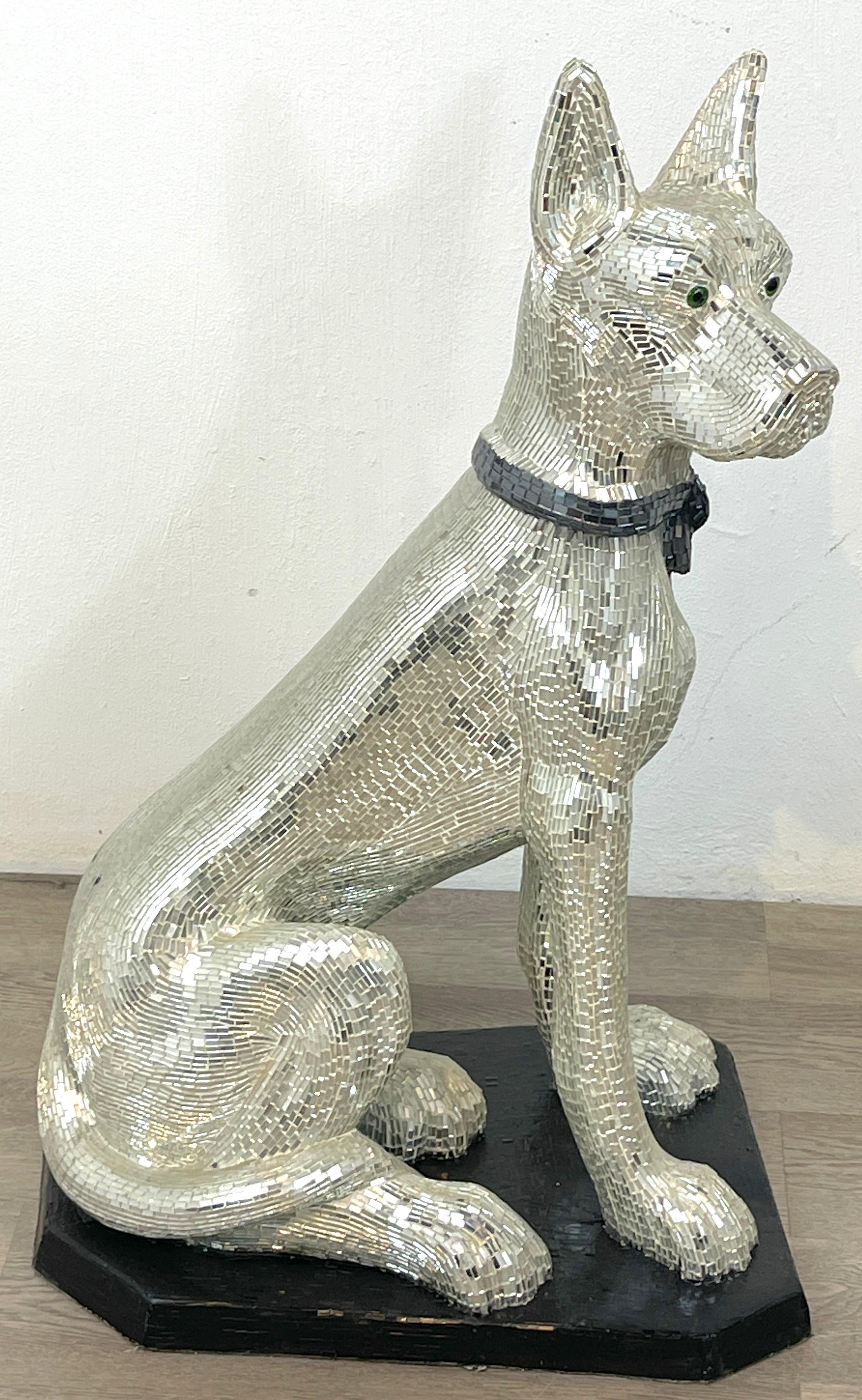 mirror dog statue