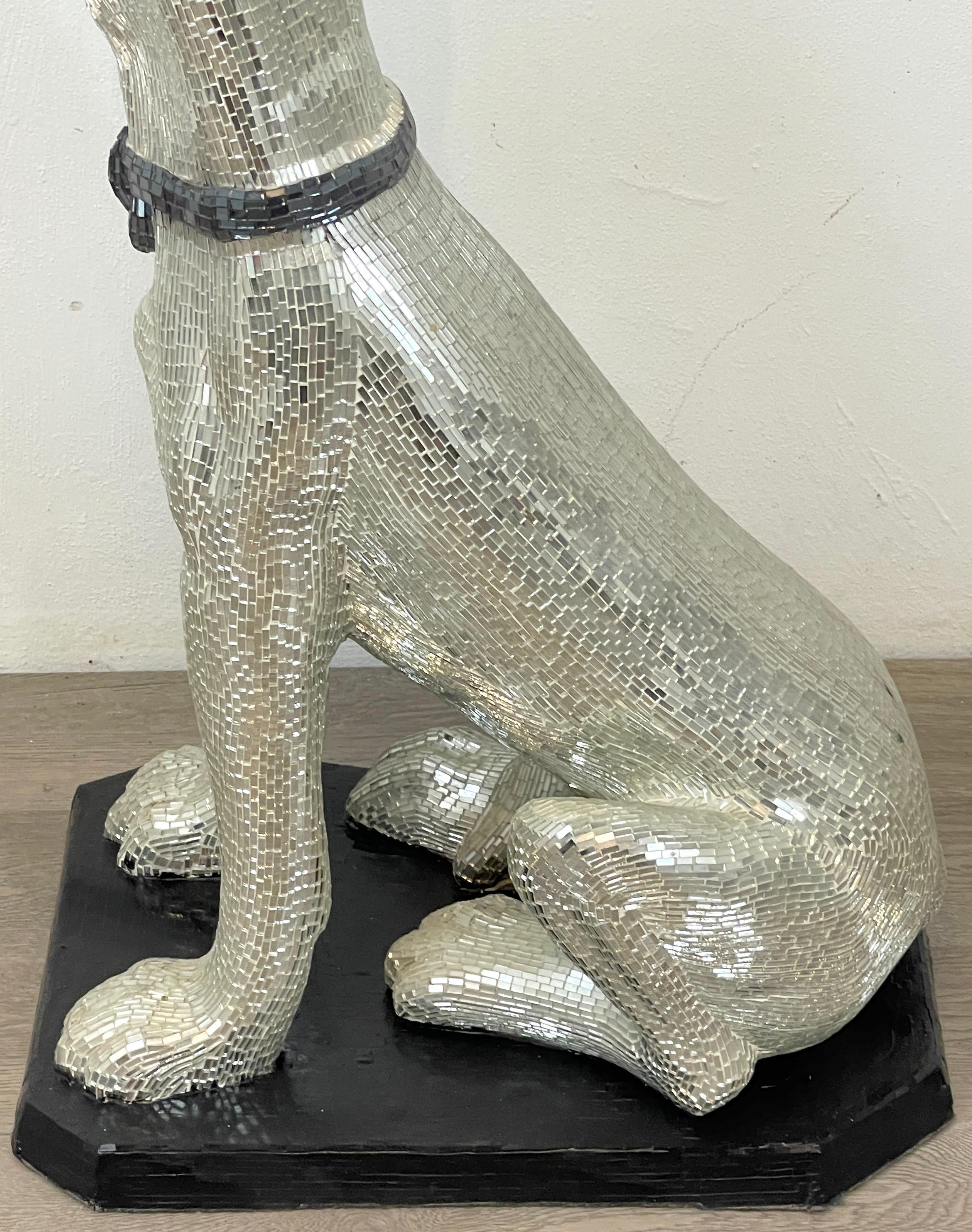 20th Century 'Disco Dog' Mirrored Figure of Seated Great Dane with Collar
