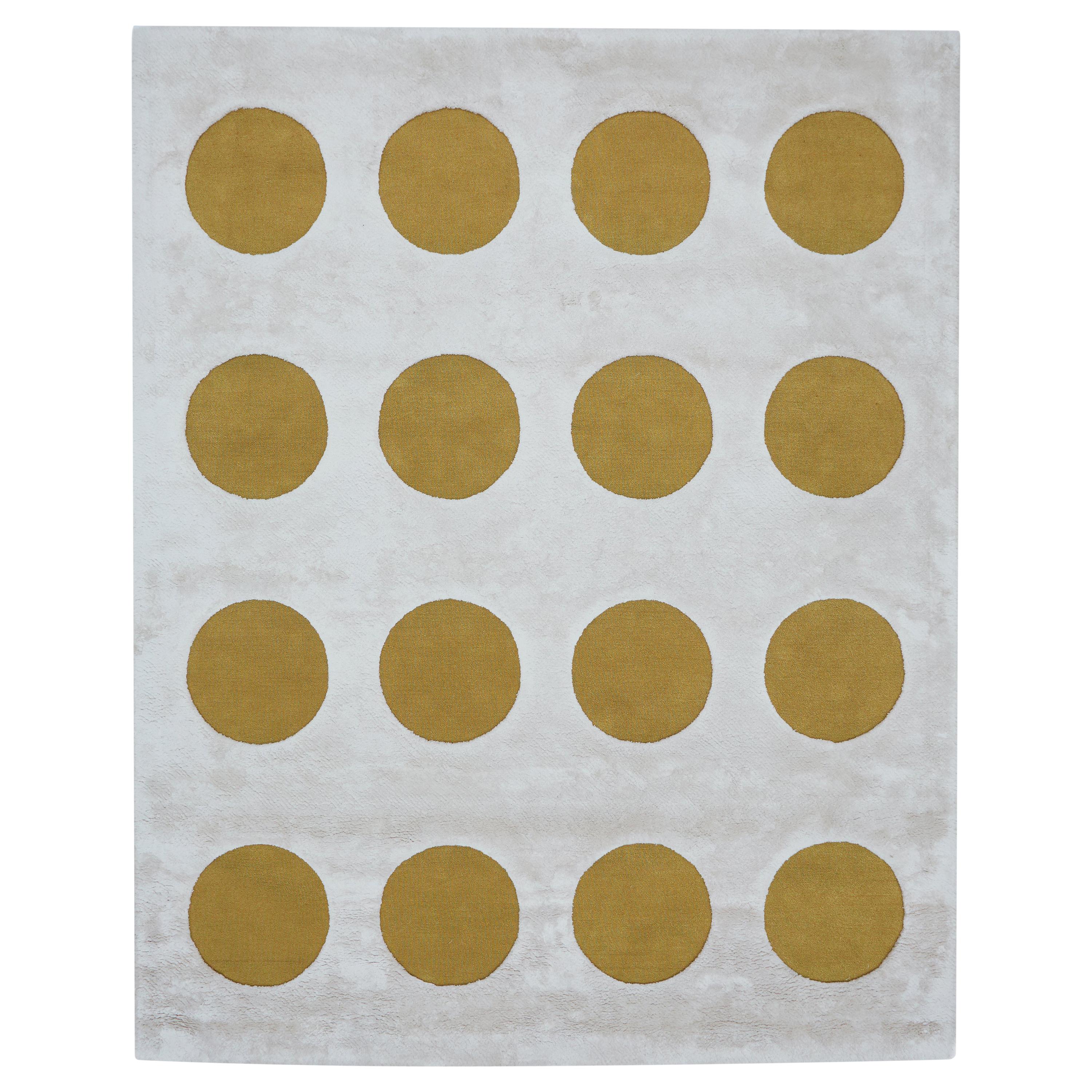 Disco Dots Rug in Gold and Pearl by Sasha Bikoff Interior Design For Sale