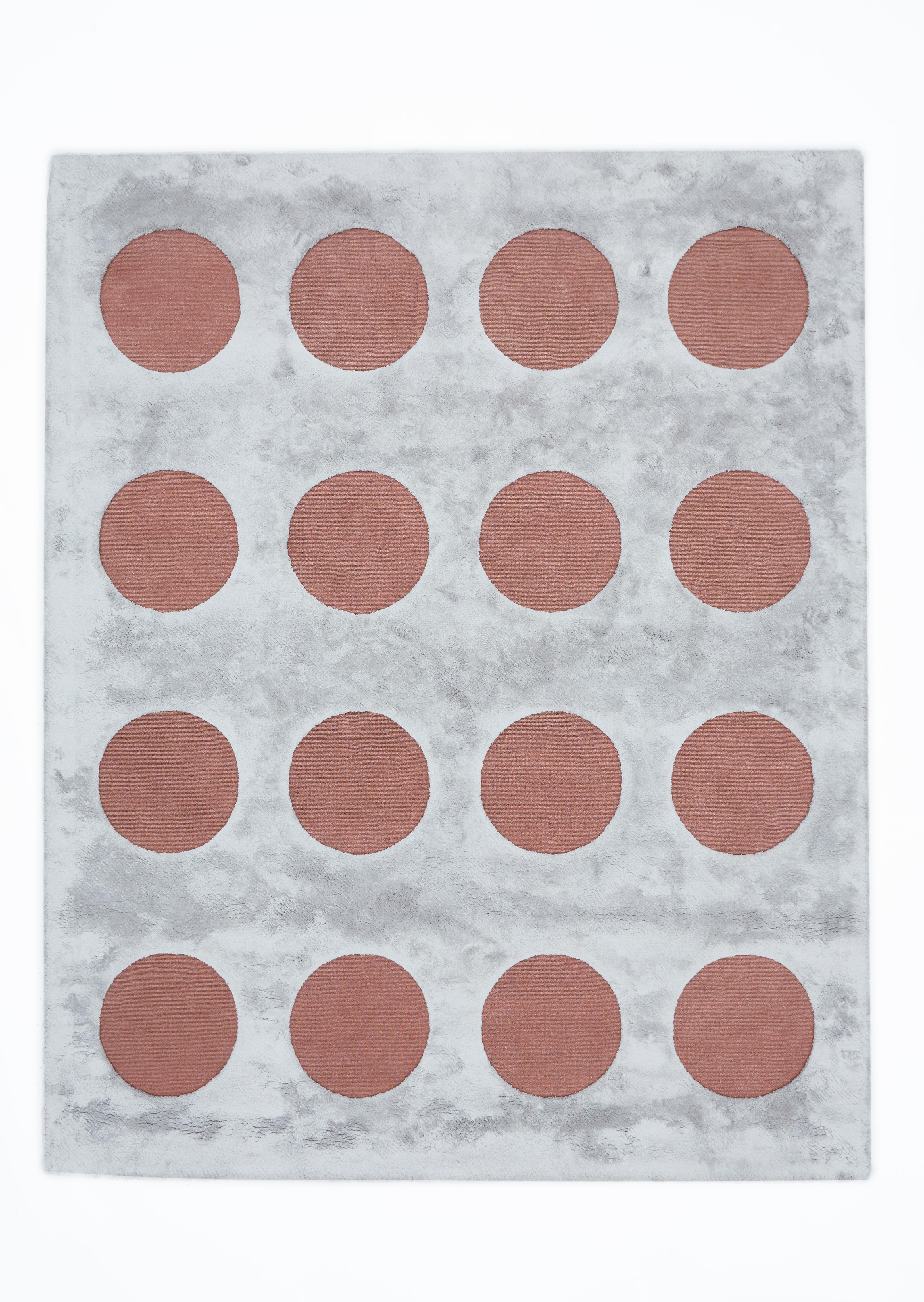 Chinese Disco Dots Rug in Rose Gold and Platinum by Sasha Bikoff Interior Design For Sale