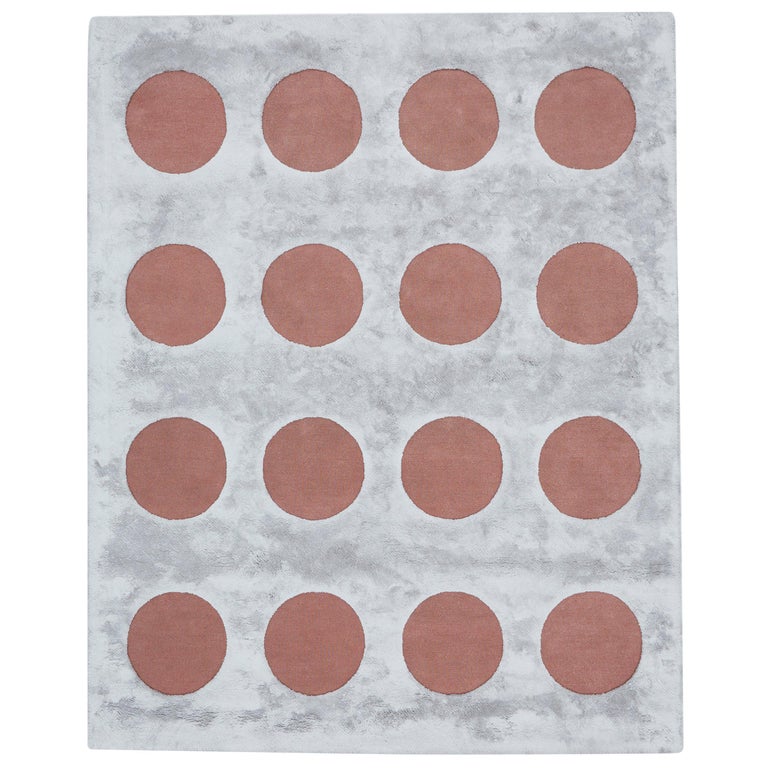 Disco Dots Rug in Rose Gold and Platinum by Sasha Bikoff Interior Design For Sale