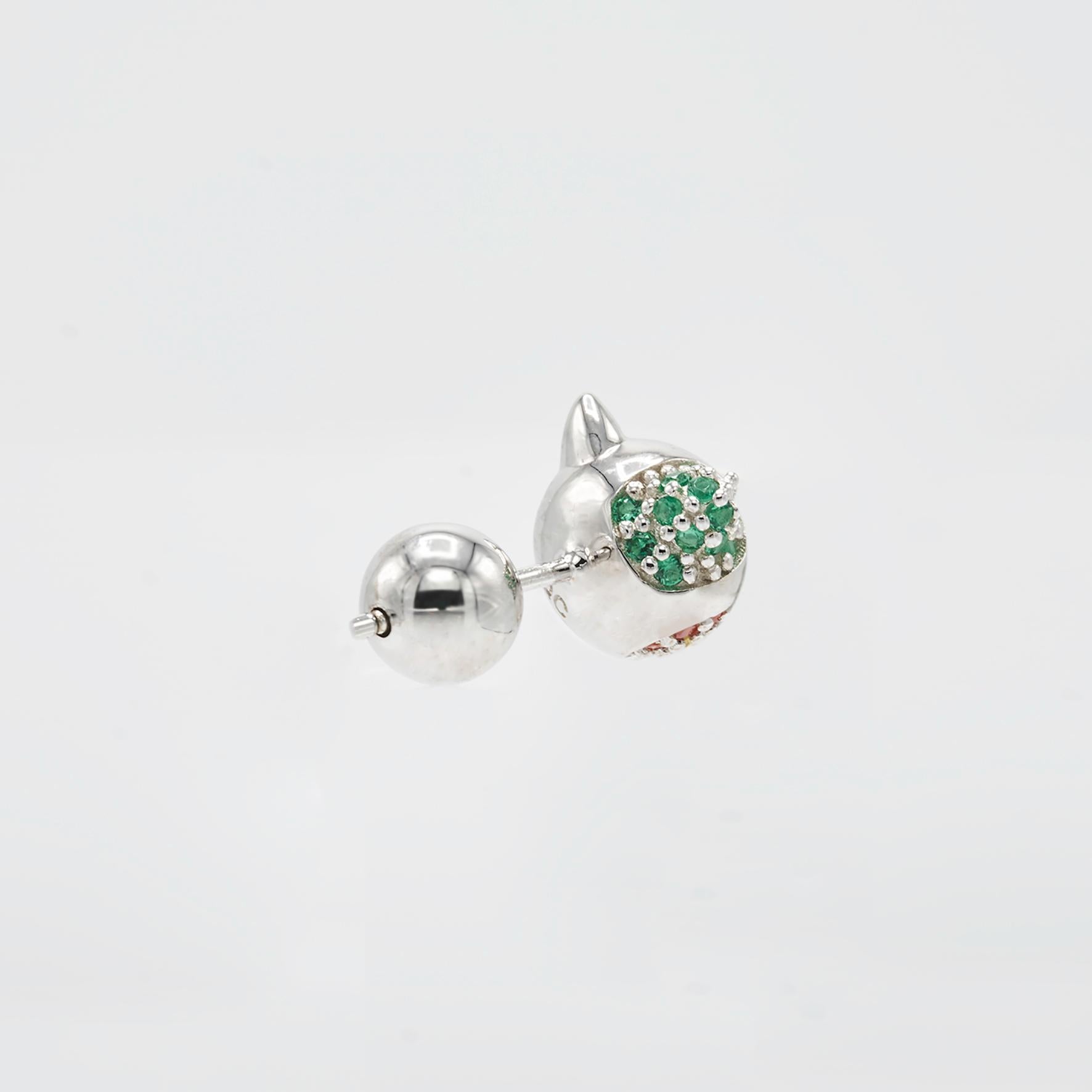 Disco kitty Ear Studs In New Condition For Sale In New York, NY