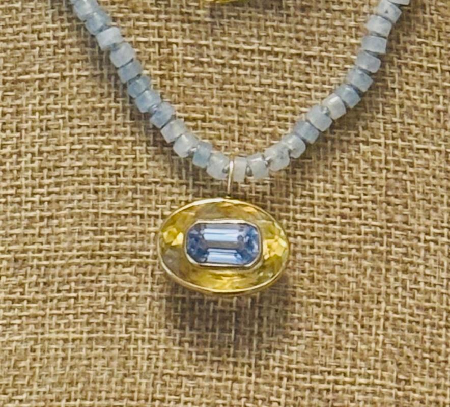 COLLANA DISCO, Acquamarina, Citrino e Oro 14k 1