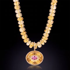 DISCO Necklace: Citrine, Pink Sapphire and 14k Gold, 16"