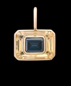 DISCO Pendant, Citrine with Dark London Blue Topaz & 14k Gold