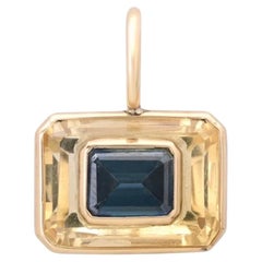 DISCO Pendant, Citrine with Dark London Blue Topaz & 14k Gold