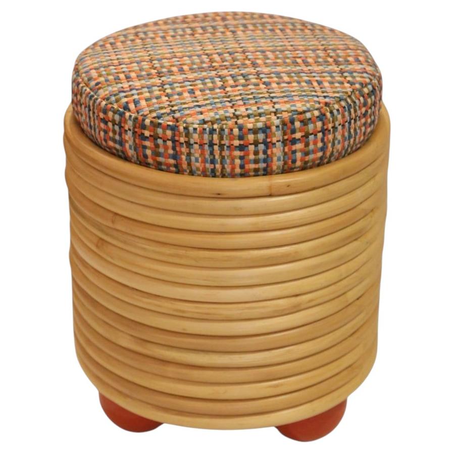 Disco Pouf in Tinted Rattan and HR Foam by POPUS EDITIONS
