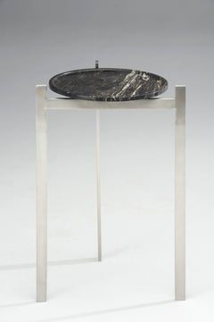 Disco Side Table, Tall - 2024, Stone and Stainless Steel - by Zanini de Zanine