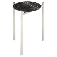 Disco Side Table, Tall - 2024, Stone and Stainless Steel - by Zanini de Zanine