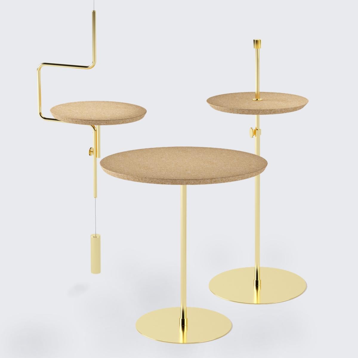 Brazilian Disco Side Table Brass and Natural Cork by decarvalho atelier For Sale