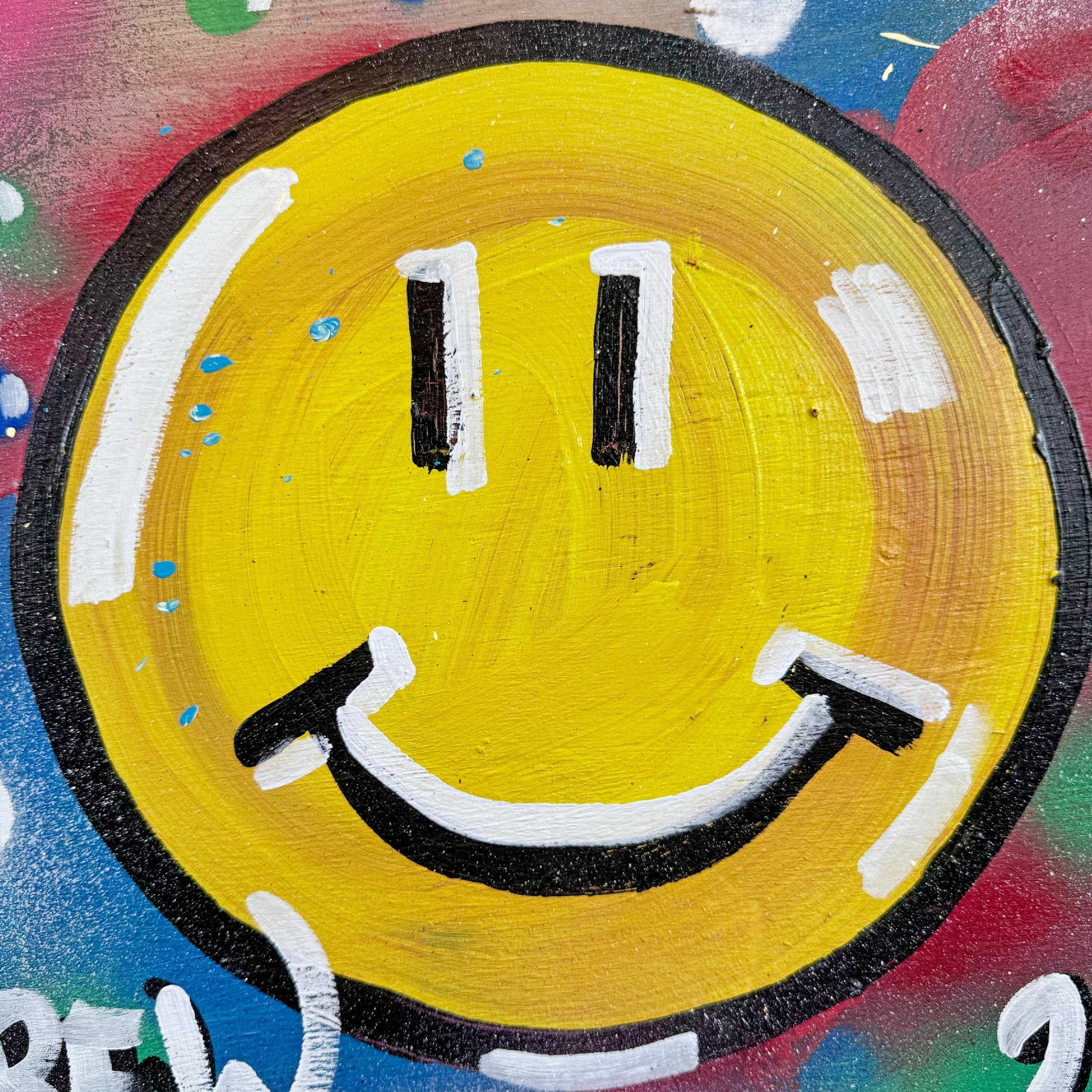 Disco Smiley – von Drew (Handbemalt) im Angebot