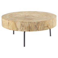 Disco Solid Cedar Wood Coffee Table, Made in Italy 