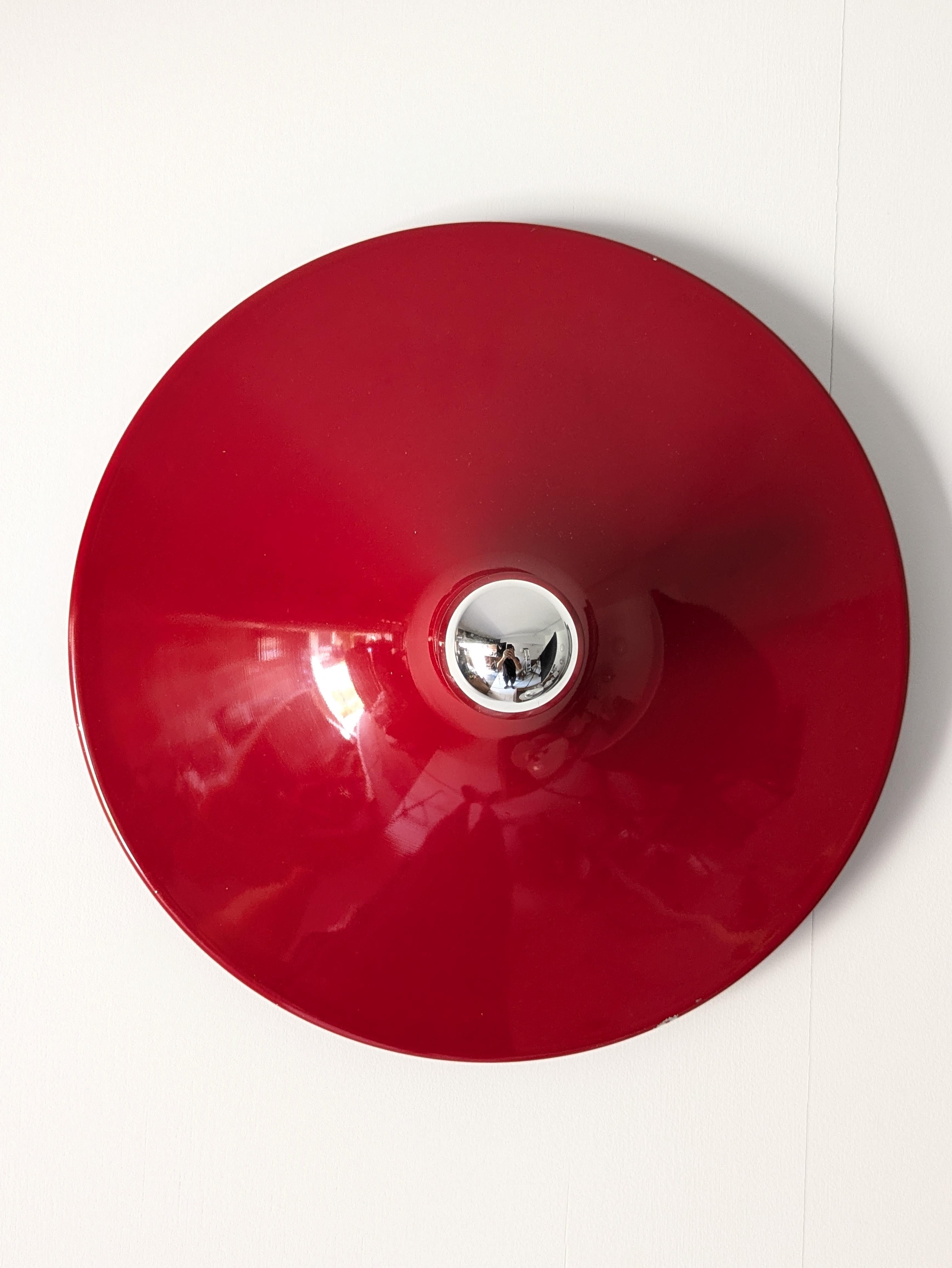 Disco Stilnovo, Gianluigi Gorgoni, Piatto rosso Applique o plafoniera Italia, 1970 in vendita 5