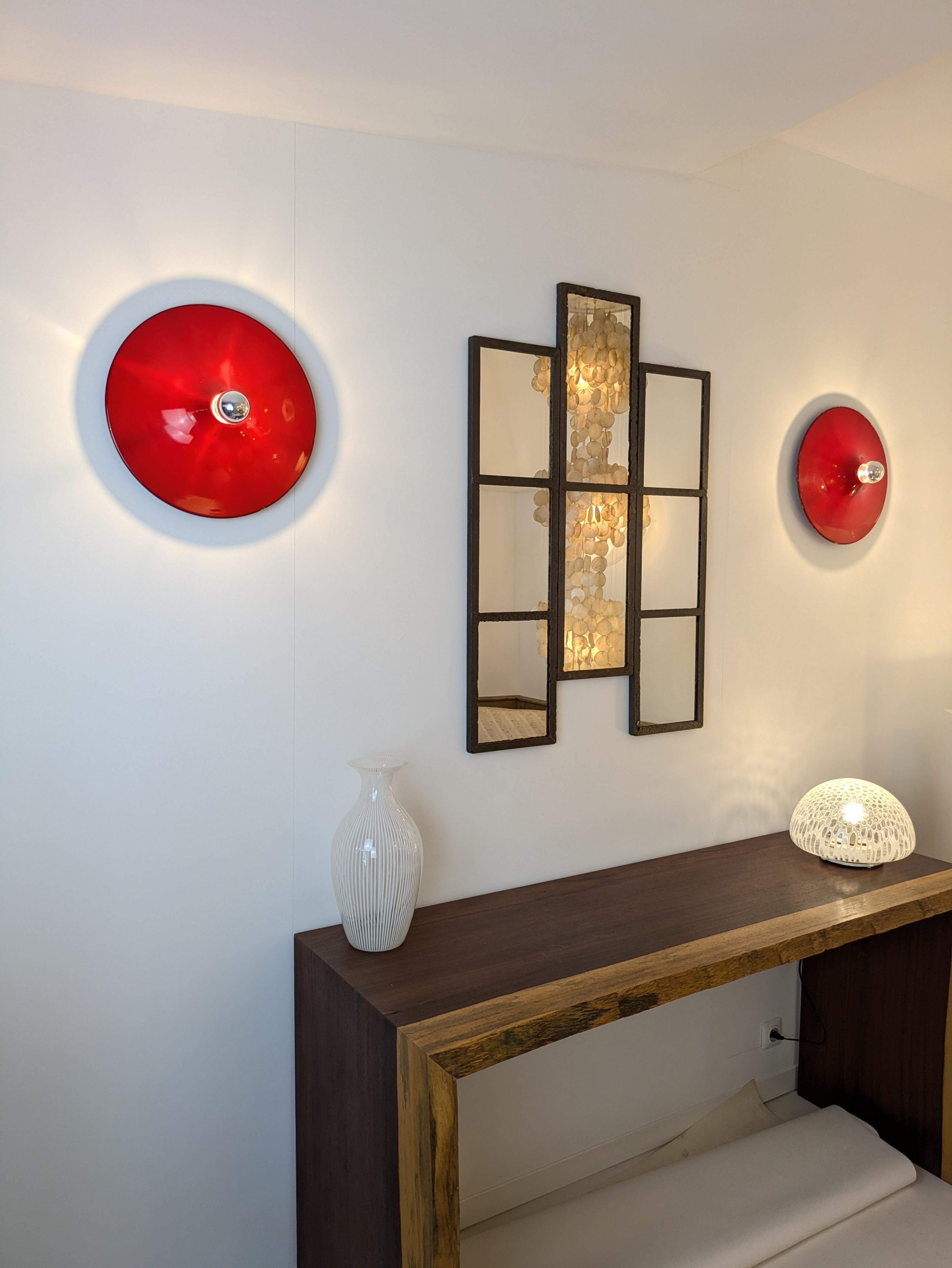Disco Stilnovo, Gianluigi Gorgoni, Piatto rosso Applique o plafoniera Italia, 1970 in vendita 10