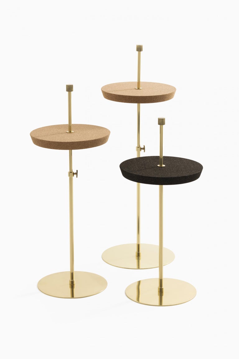 Disco Support Table Brass and Natural Cork by decarvalho atelier For ...