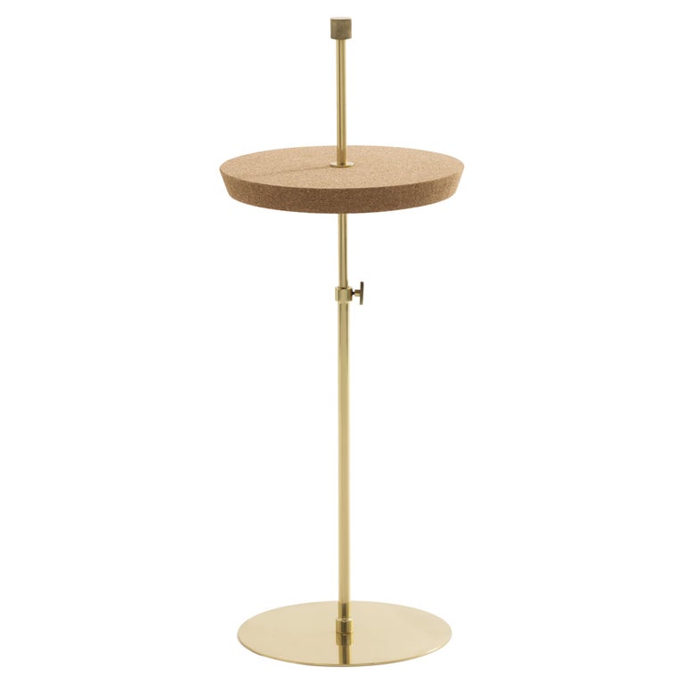 Disco Support Table Brass and Natural Cork by decarvalho atelier For ...