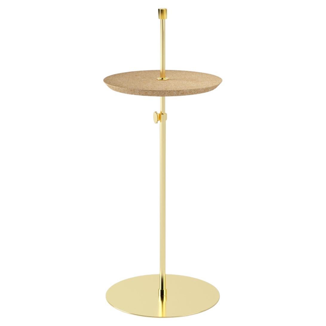 Disco Support Table Brass and Natural Cork by decarvalho atelier For Sale