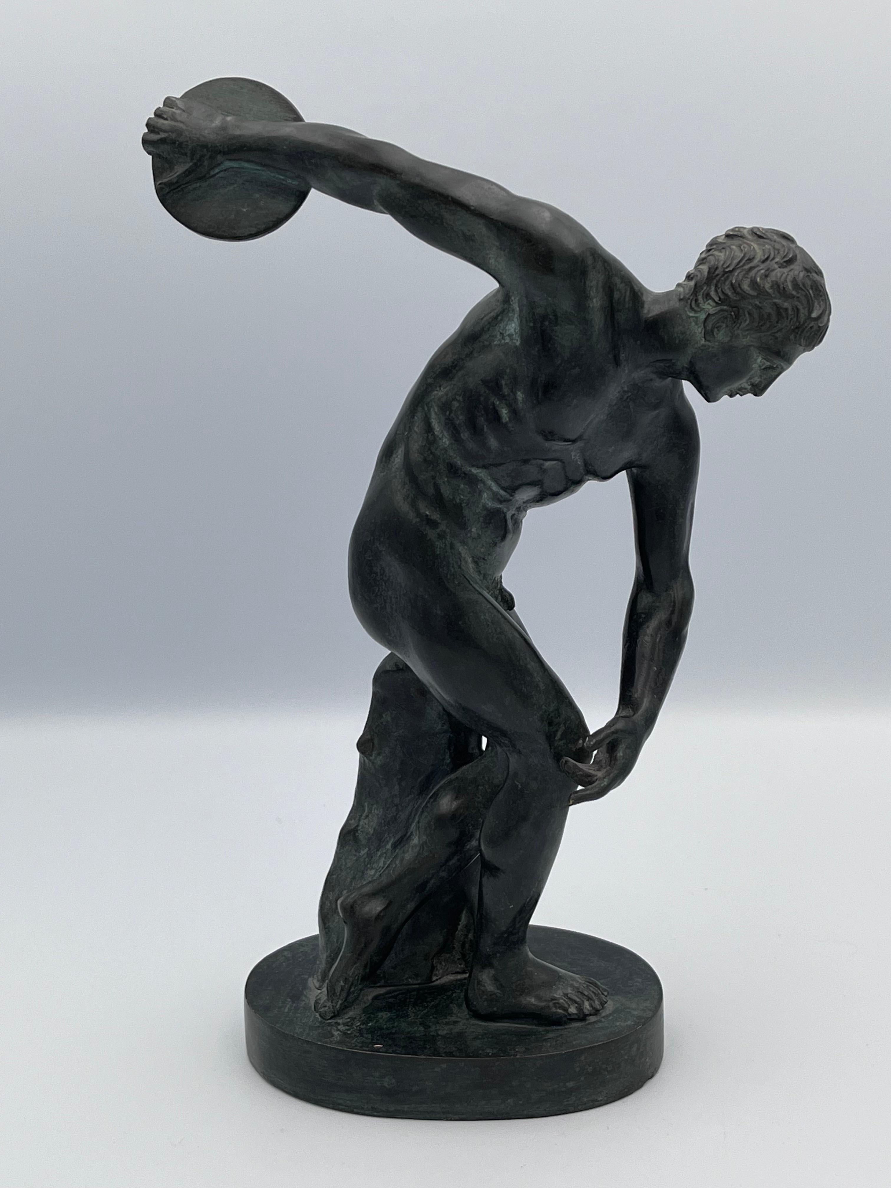 Discobolus Diskuswerfer Classic Bronze-Skulptur im Angebot 4