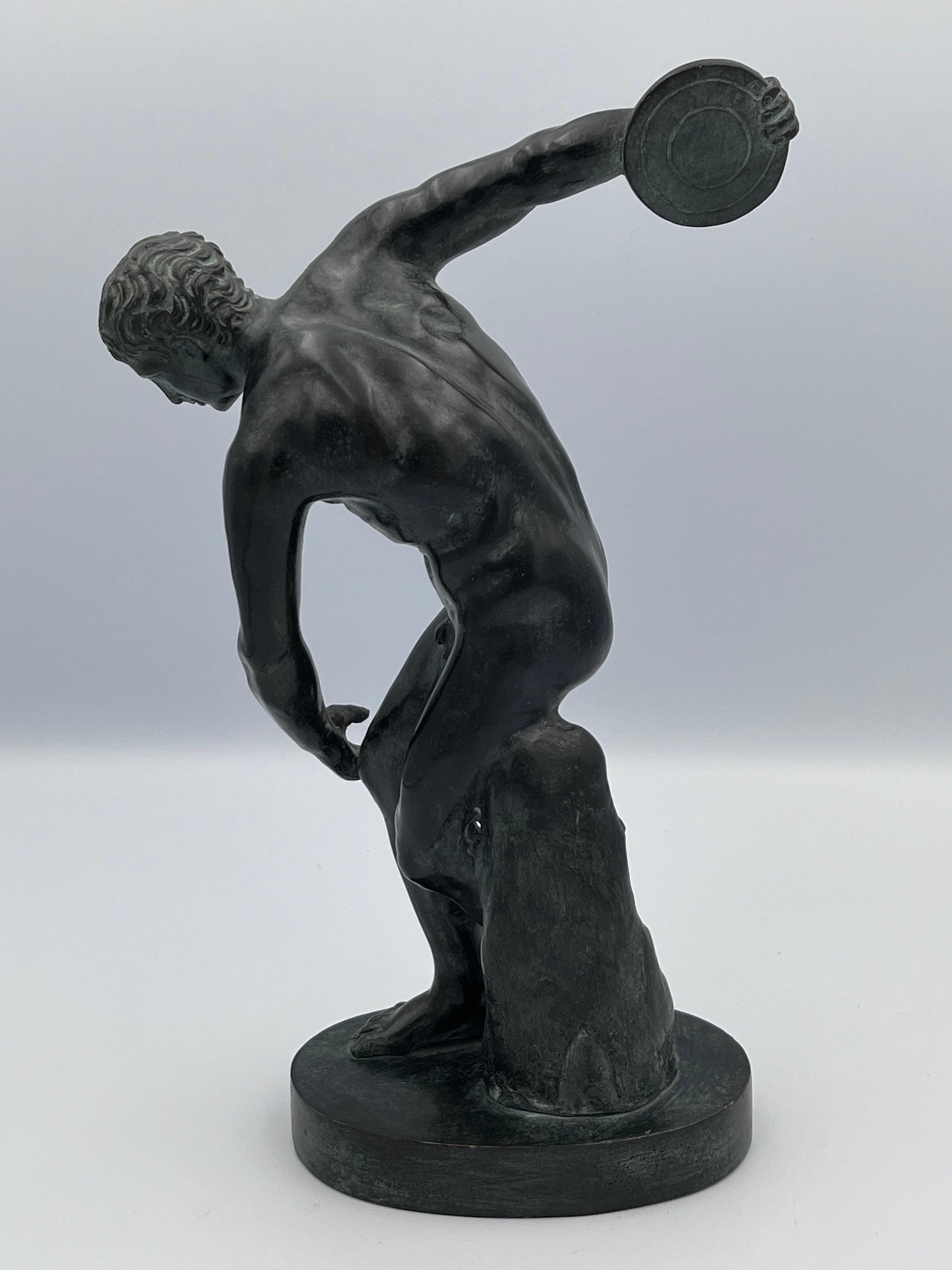 Discobolus Diskuswerfer Classic Bronze-Skulptur im Zustand „Gut“ im Angebot in Red Lion, PA