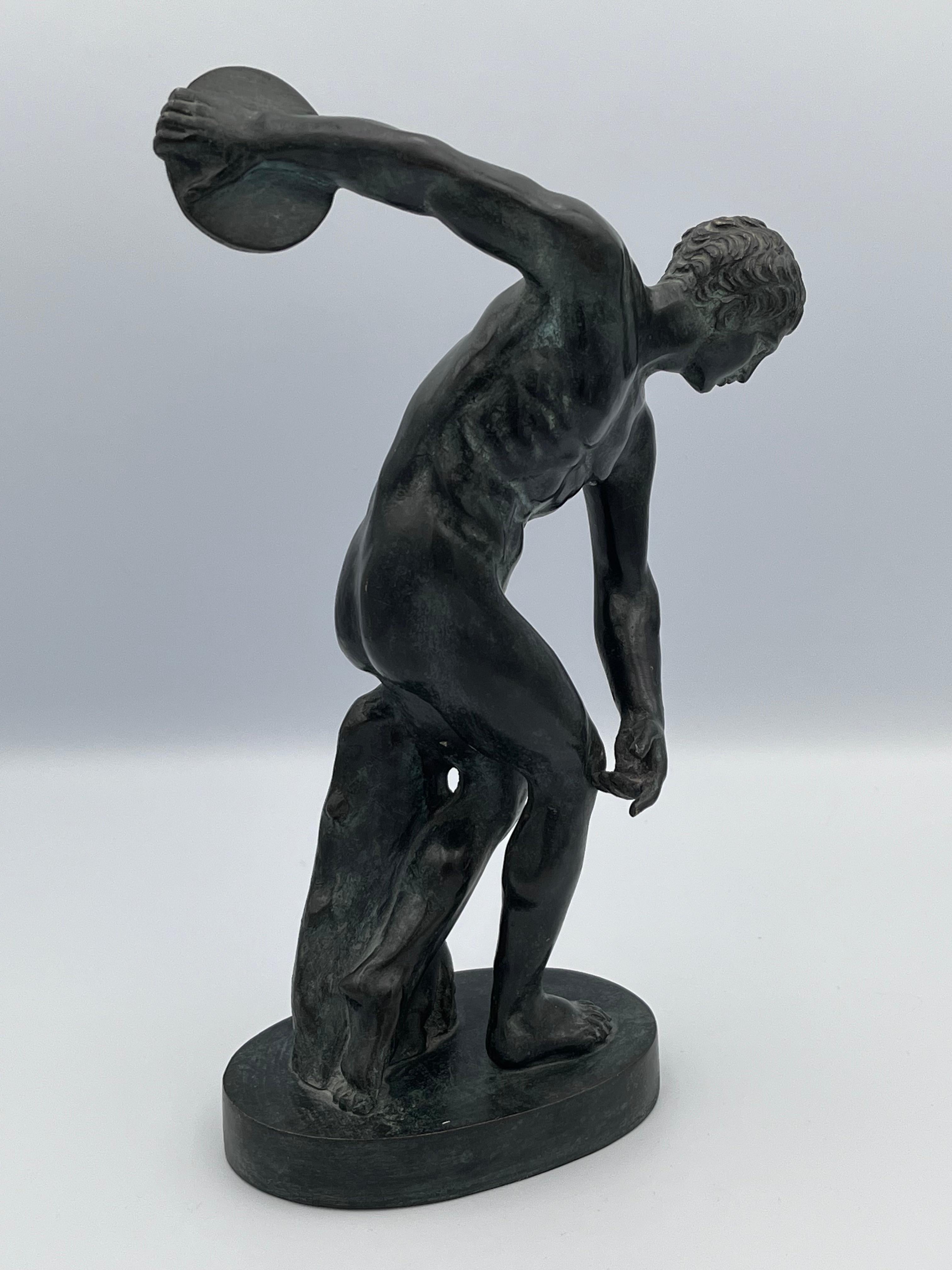 Discobolus Diskuswerfer Classic Bronze-Skulptur im Angebot 3