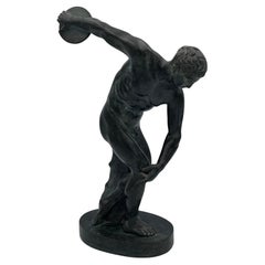 Discobolus Lanzador de disco Escultura clásica de bronce