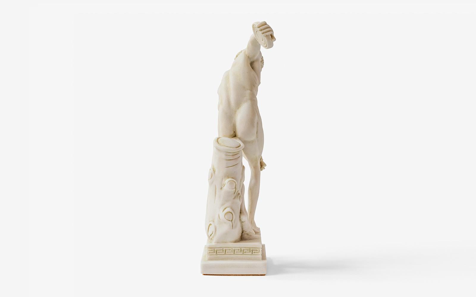 Step into the world of ancient Greece with 'The Athlete Throwing Discus,' a renowned sculpture also known as Discobolus, meticulously completed by the skilled artist Myron during the classical period. While the original bronze masterpiece that