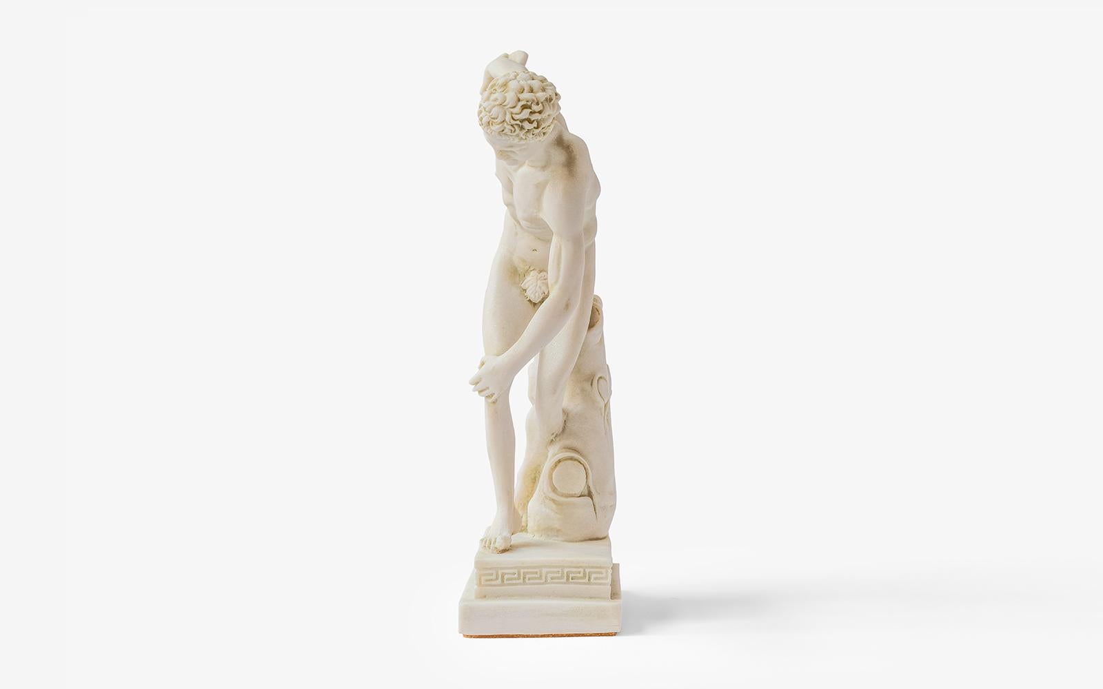 Classical Greek Discobolus Discus Thrower Sculpture Made with Compressed Marble Powder 