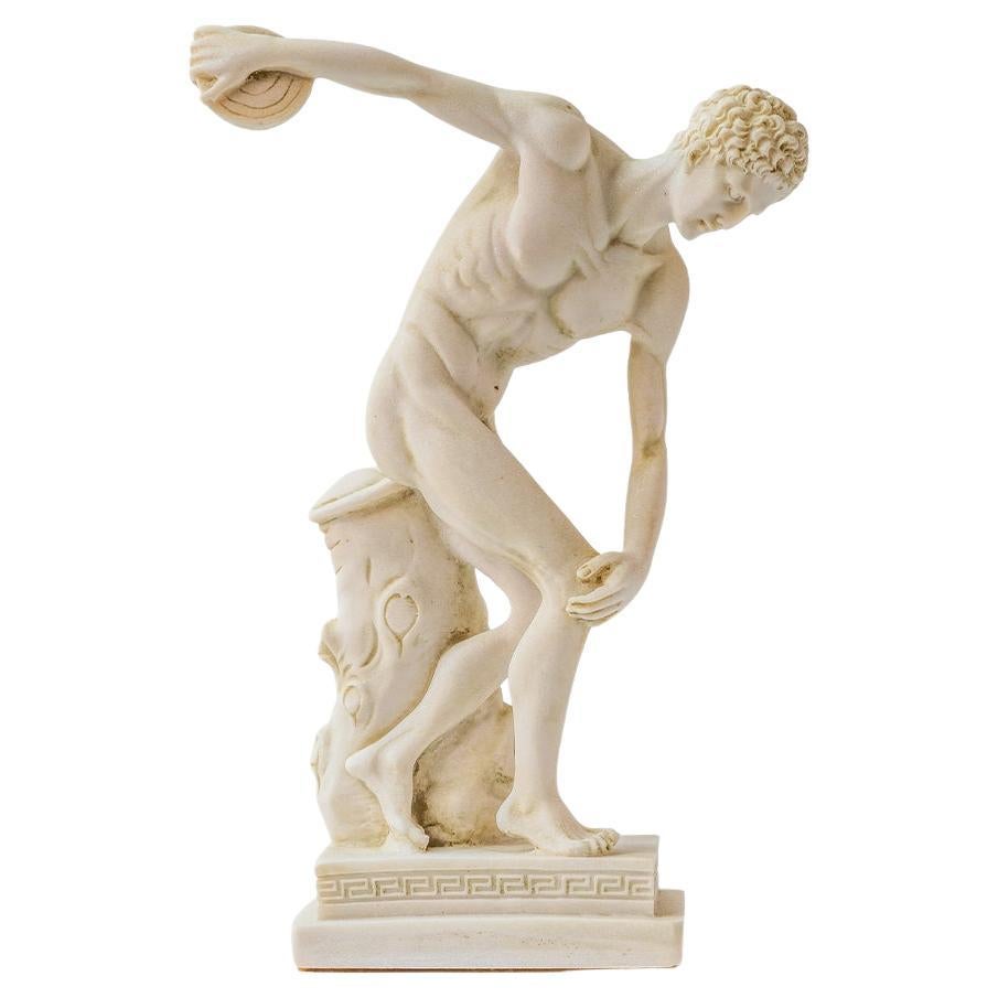 Discobolus Discus Thrower Sculpture Made with Compressed Marble Powder 