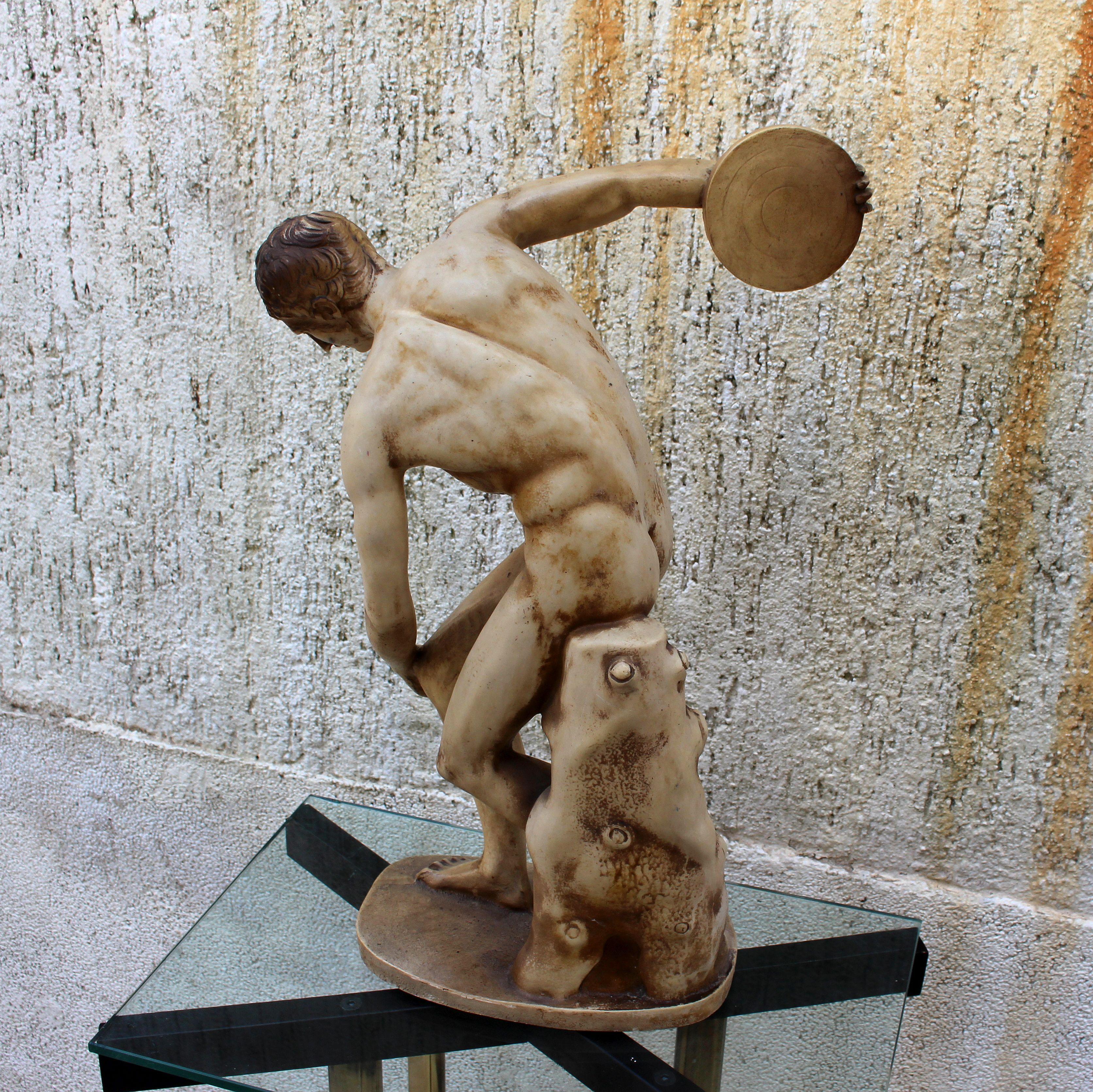 Neoclassical Discobolus Sculpture, circa 1950s For Sale