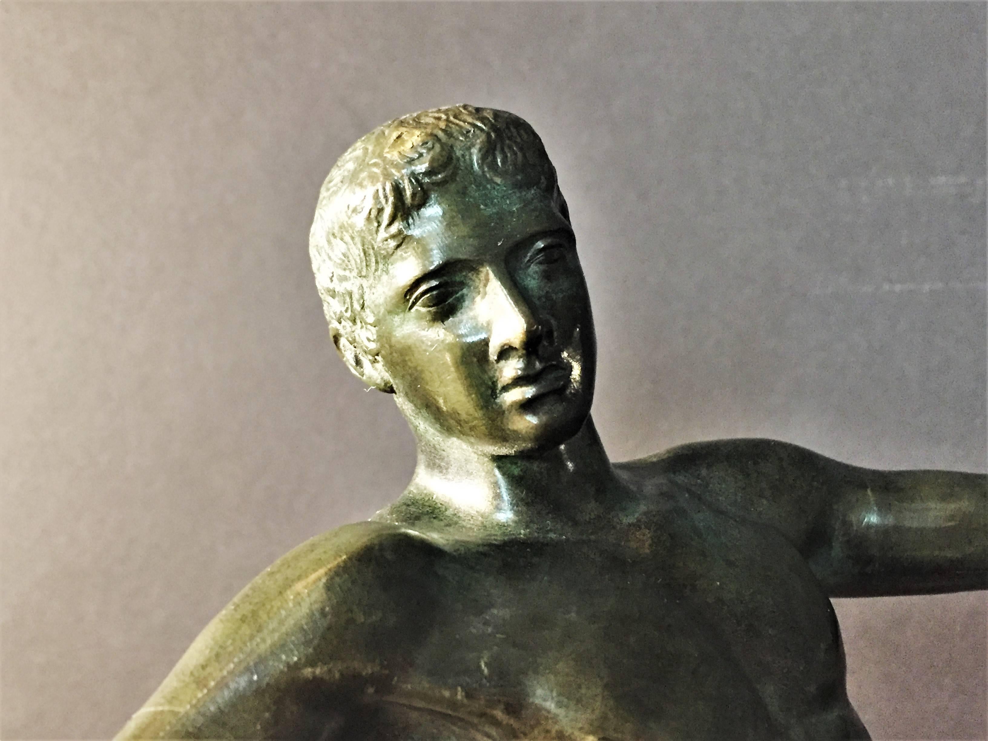 German Discobolus, Art Deco Patinated Bronze Sculpture, circa 1925
